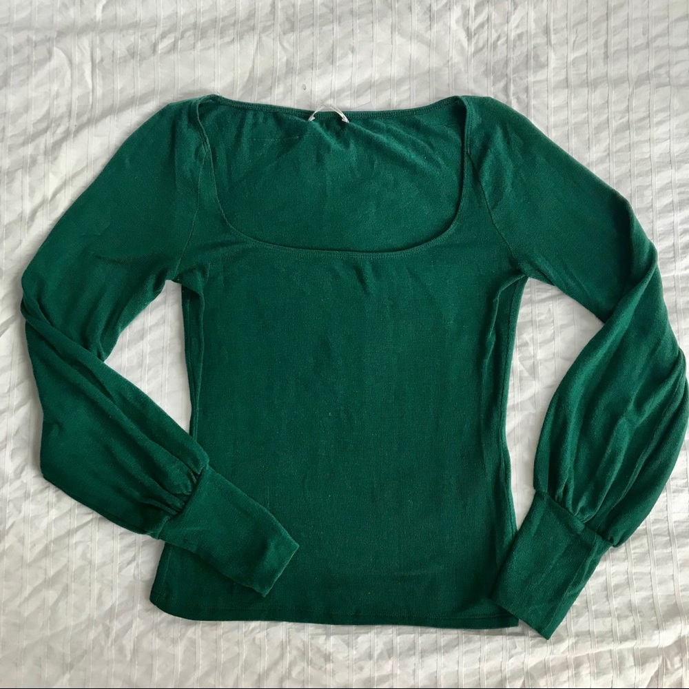 Reformation Green Isla Square Neck Top - S